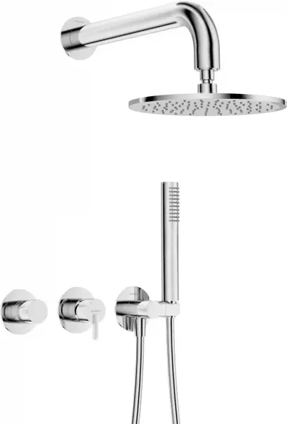 Set de dus incastrat, cu palarie, para de dus si baterie orizontala, crom, Deante Silia