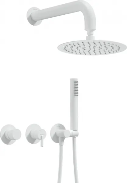 Set de dus incastrat, cu palarie, para de dus si baterie orizontala, alb, Deante Silia