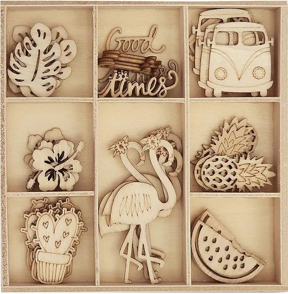 Set de figurine din lemn Galeria Papieru - Flamingo, 40 bucăți