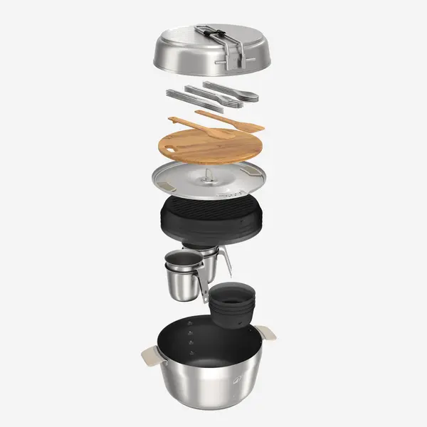 Set de gătit 900 camping din inox + antiaderent, 4 persoane, 33 elemente XL
