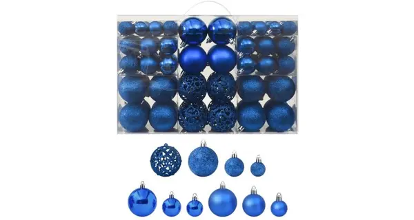 Set de globuri de Craciun, 100 piese, albastru
