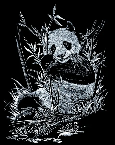 Set de gravură Royal Silver - Panda, 20 x 25 cm