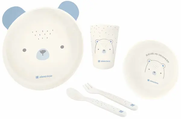 Set de hranire din plastic KikkaBoo - Bear with Me, Blue
