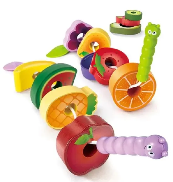 Set de înșirat Hape - Fructe, omidă