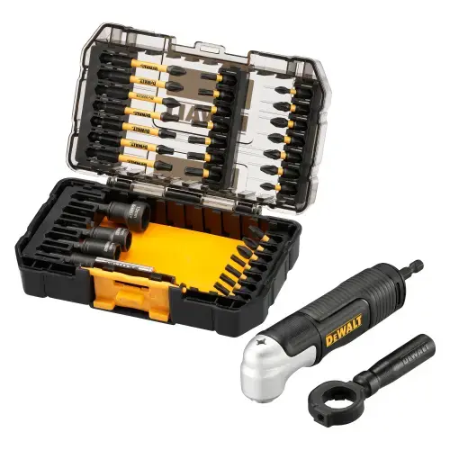 Set de insurubare 33 piese cu adaptor la 90 grade DeWALT DT70782, editie limitata McLaren, adaptor magnetic biti, 25mm (PH1, PH2 x3), Pozidriv (PZ1, PZ2 x5), Torx (T15, T20 x5, T25 x3, T27, T30), 57mm (PH1, PZ2x2, T20, T25x3)