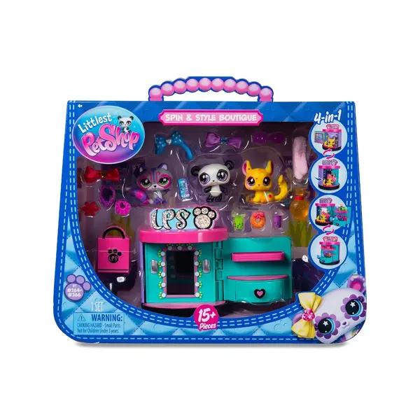 Set de joaca cu 3 figurine, Littlest Pet Shop, Spin & Style Boutique