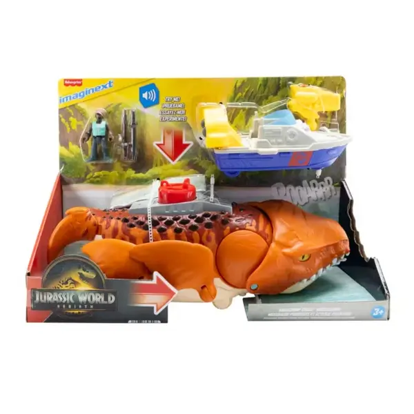 Set de joaca cu figurina articulata, Imaginext, Jurassic World Renaissance, Mosaurus, JFR23