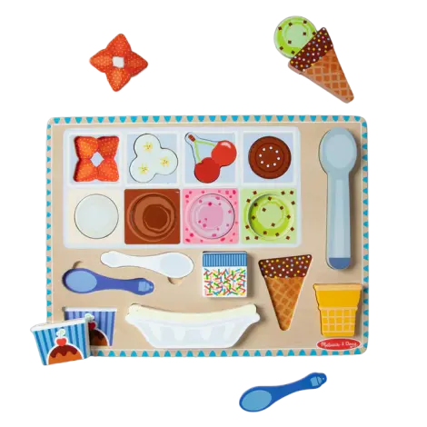 Set de joaca din lemn si puzzle magnetic Inghetata