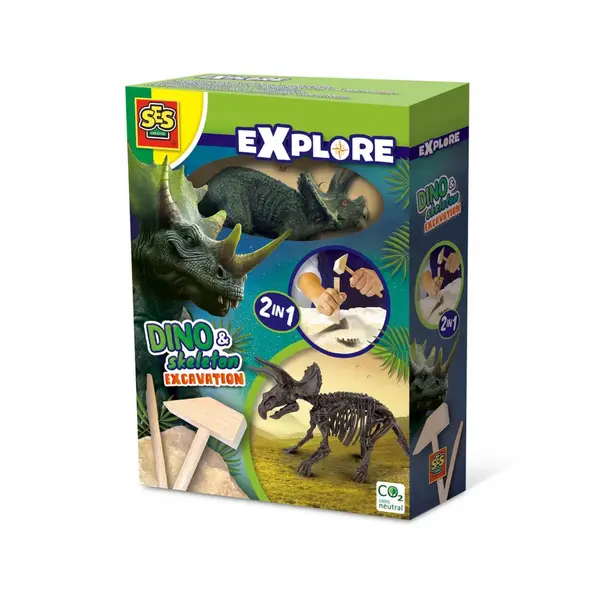 Set de joaca Dino si excavarea scheletului 2 in 1 - Triceratops