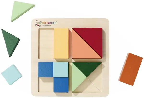 Set de joacă Eichhorn - Puzzle Montessori cu forme, 12 piese