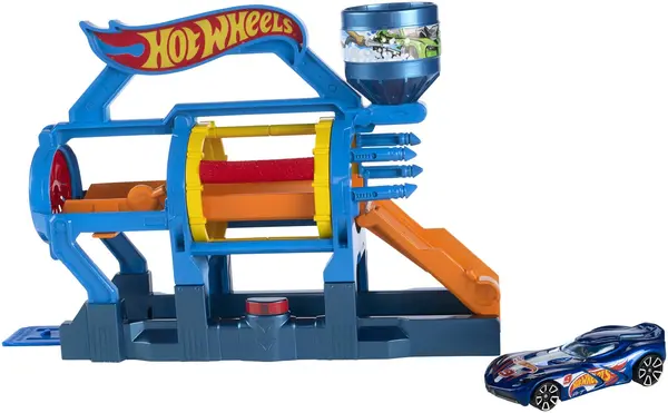 Set de joacă Hot Wheels City - Turbo Jet spălătorie auto, cu cărucior