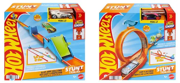 Set de joacă Hot Wheels - Писта Loop Flag Finish/Slam Jump Challenge cu cărucior, sortiment
