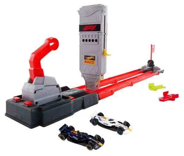 Set de joacă Hot Wheels Racing – Formula 1, Grid Start cu 2 mașinuțe