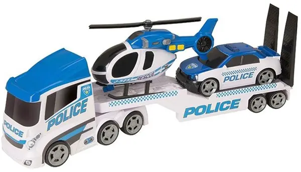 Set de joacă HTI Teamsterz - Camion de poliție cu mașină și elicopter, XL