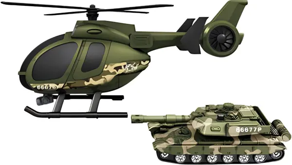 Set de joacă Jin Jia Toys - Elicopter militar cu tanc, cu efecte sonore