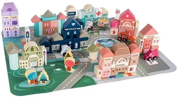 Set de joaca Kruzzel - Blocuri de construit, din lemn