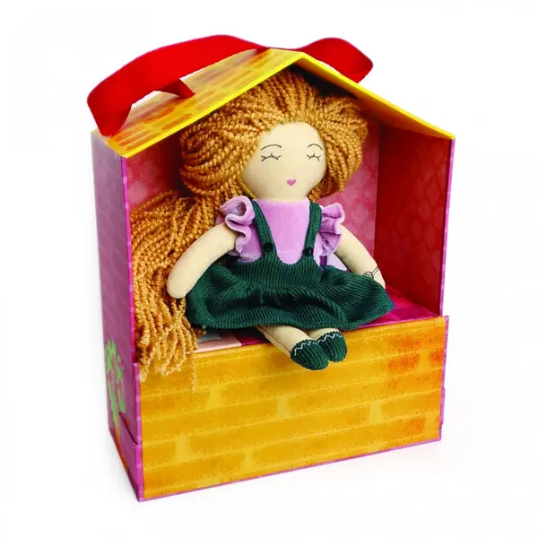 Set de joaca Papusa Anna cu casa si mobilier din carton,20 cm