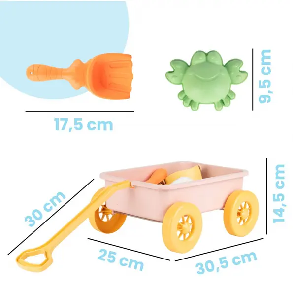 Set de joaca pentru nisip Malplay Pastel Pink, cu carucior si accesorii specifice incluse