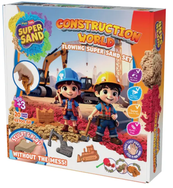 Set de joacă Play-Toys - Nisip de joacă, Mașini de construcții
