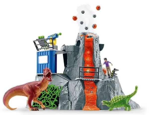 Set de joaca Schleich Dinosaurs - Tabara, expeditia la vulcan