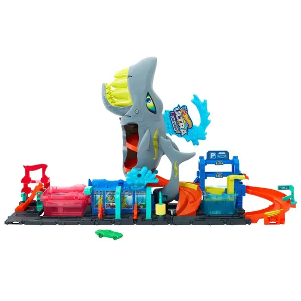 Set de joaca Spalatoria Hot Wheels Ultra Shark Color Reveal 91 cm
