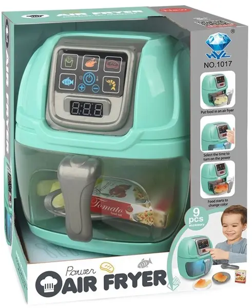 Set de joacă Yifeng - Aparat de gătit Power Air Fryer, verde, 9 piese