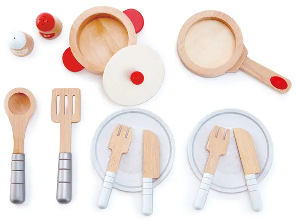 Set de joc HaPe International - Set de bucatarie, 12 piese, din lemn