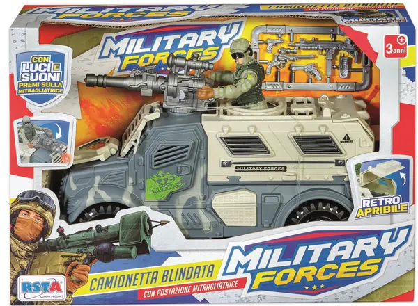 Set de joc RS Toys - Mașină blindată cu un soldat, cu sunete și lumini