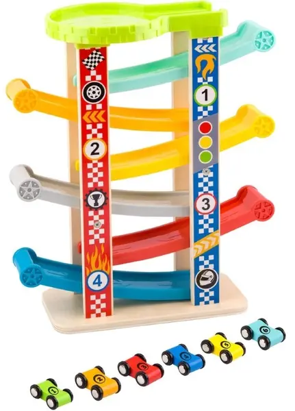 Set de joc Tooky Toy - Pista cu sase masinute