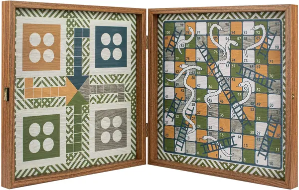 Set de jocuri clasice Manopoulos - Șah, table, nu te supăra, omule, șerpi și scări, 34 x 34 cm