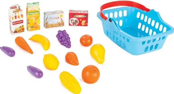 Set de jucarie Pilsan - Cos cu produse, albastru