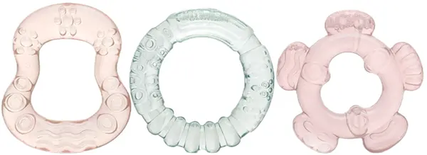 Set de jucării pentru dentiție Lorelli Baby Care - Iceberg green/Мellow rose, 3 buc