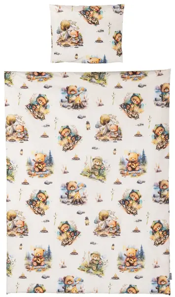 Set de lenjerie de pat din 3 piese Chipolino - Ursuleț în pădure