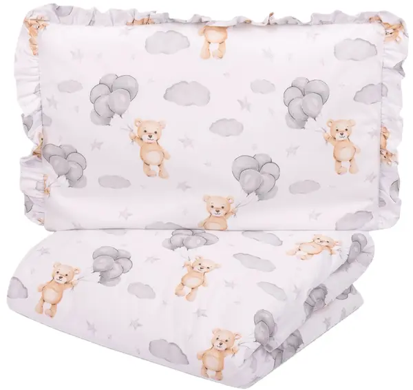 Set de lenjerie de pat pentru bebeluși din 2 piese Sensillo - Urs gri, 100 х 135 cm