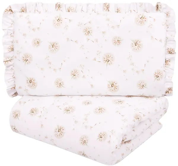 Set de lenjerie de pat pentru bebeluși din 2 piese Sensillo - Păpădii bej, 100 х 135 cm