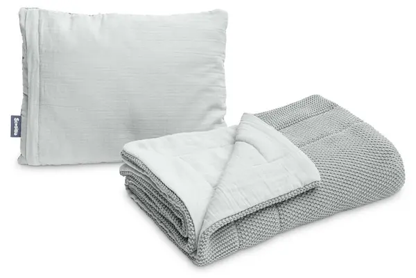 Set de lenjerie pentru bebeluși 2 piese Sensillo – reversibil, gri, 80 x 100 cm