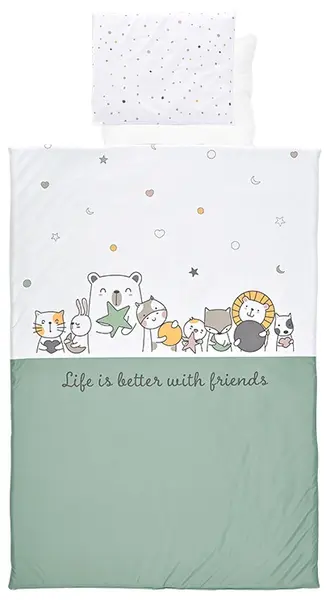 Set de lenjerie pentru bebeluși, 4 piese Lorelli - Happy Friends, Mint
