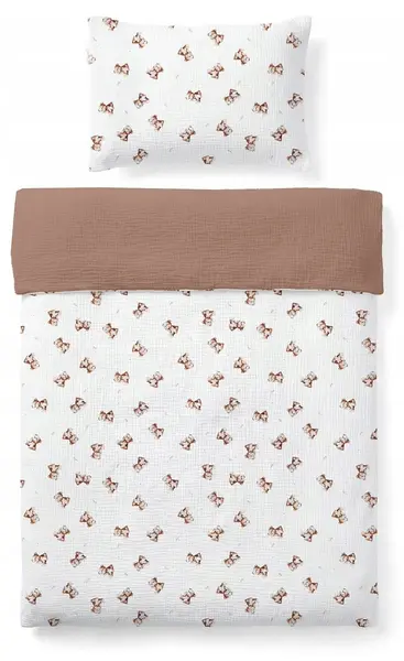 Set de lenjerie pentru pat de bebeluși din 2 piese Albero Mio - Vintage Teddy, 135 x 100 cm