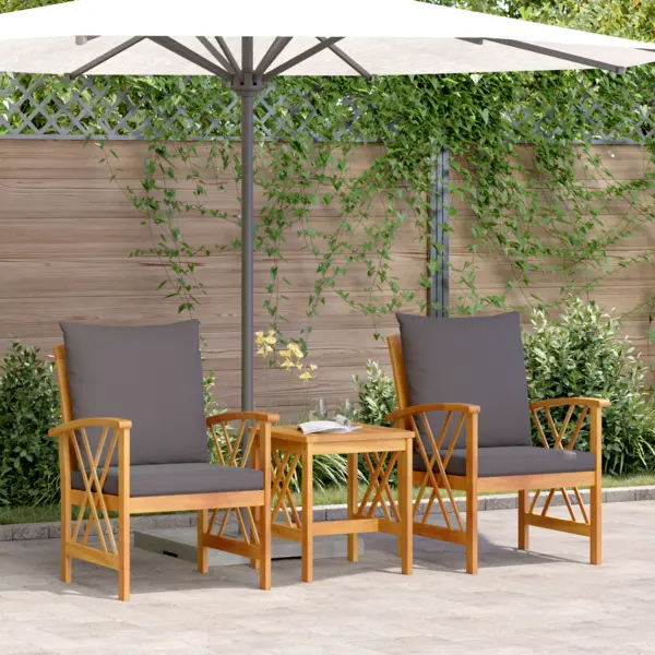 Set de lounge pentru gradina Gossi, 3 piese, cu perne, din lemn masiv de acacia