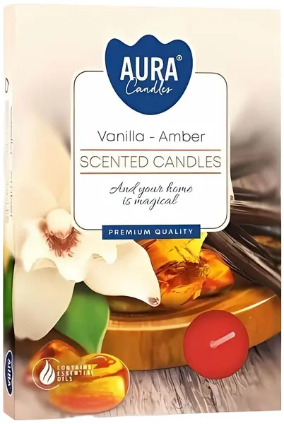 Set de lumânări parfumate de ceai Bispol Aura - Vanilla Amber, 6 buc