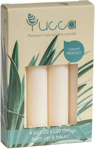 Set de lumânări Yucca - 12 cm, 4 buc., Ecru