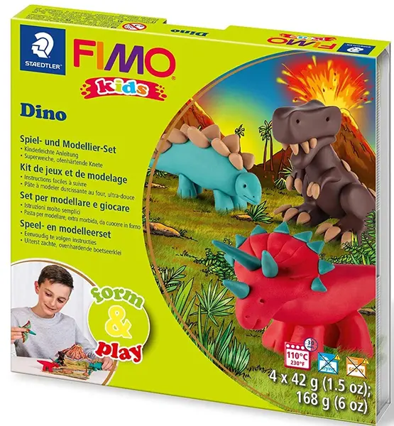 Set de lut Saedtler Fimo Kids - Dino, 4 x 42 g