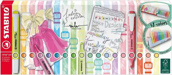 Set de marcatori de text Stabilo Swing Cool - Pastel, 18 culori