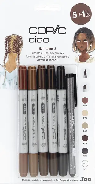 Set de markere Copic Ciao - culori carne închisă, 5+1