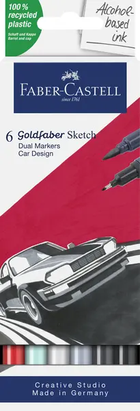 Set de markere Faber-Castell Goldfaber Sketch - Car, 6 culori