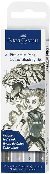 Set de markere Faber-Castell Pitt Artist - Comic Shading, 4 buc.