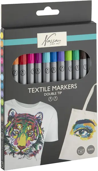 Set de markere textile Nassau - 12 bucăți