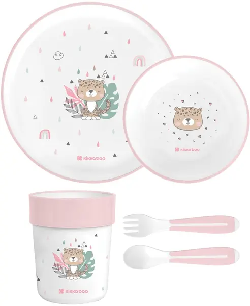 Set de masă din plastic KikkaBoo - Savanna, roz