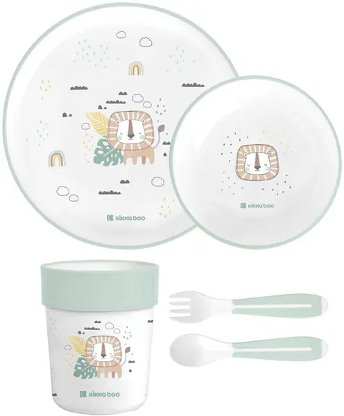 Set de masă din plastic KikkaBoo - Savanna, verde