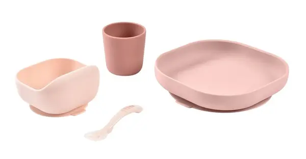 Set de masa din silicon Beaba 4 piese Cotton Candy